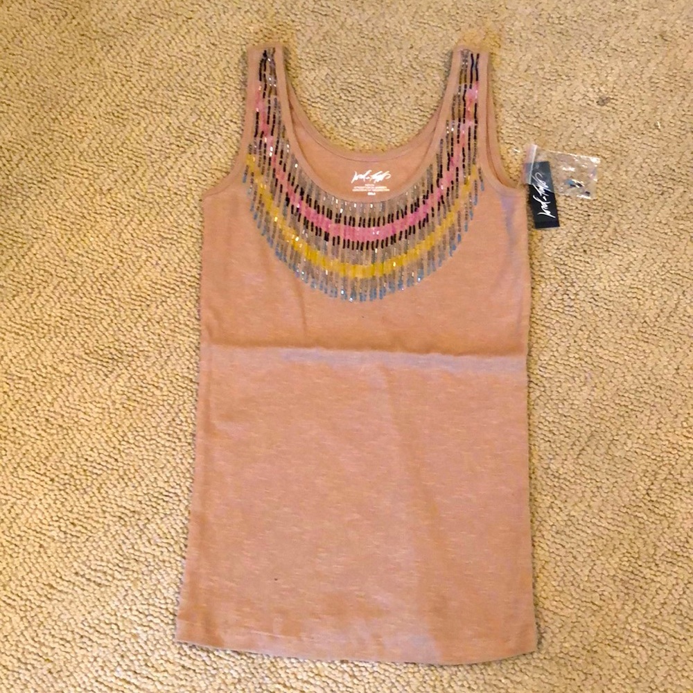 NWT Lord & Taylor’s bead embellished sleeveless shell tank top